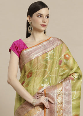 Green Silk Zari Saree Without Blouse Piece - Indian Silk House Agencies