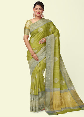 Pista Green Matka Silk Zari Saree Without Blouse Piece - Indian Silk House Agencies