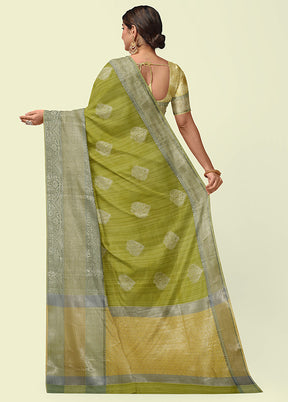 Pista Green Matka Silk Zari Saree Without Blouse Piece - Indian Silk House Agencies