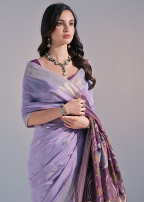 Lavender Pure Cotton Saree With Blouse Piece