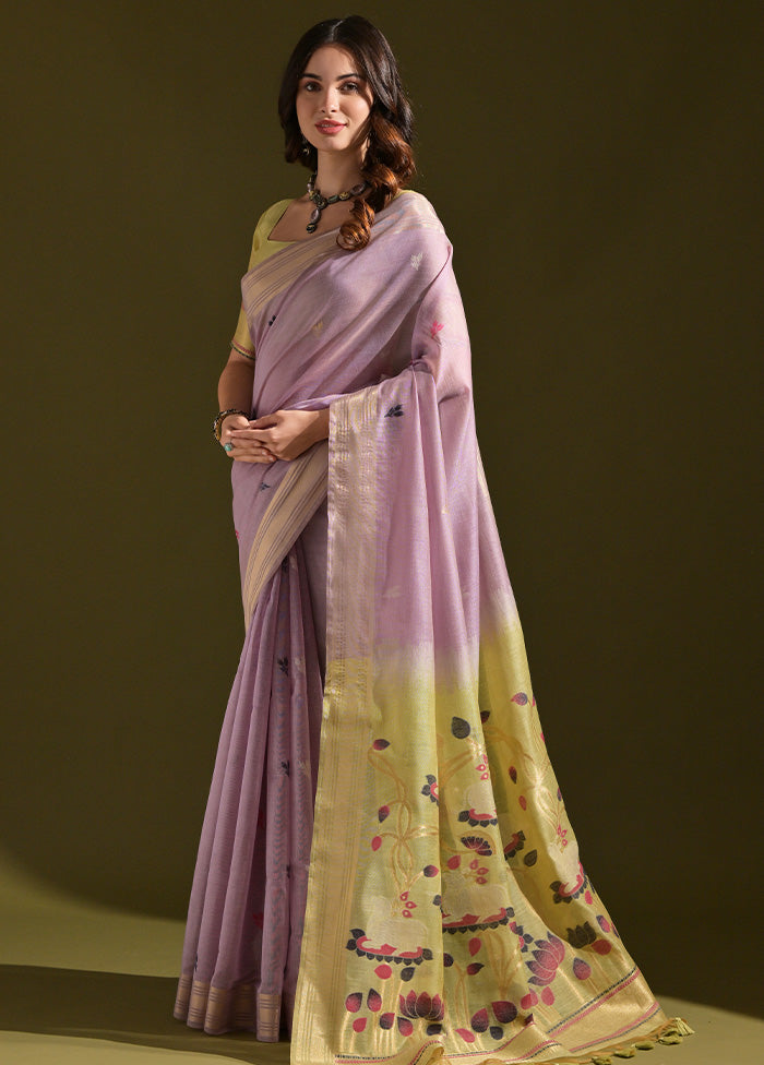 Lavender Pure Cotton Saree With Blouse Piece