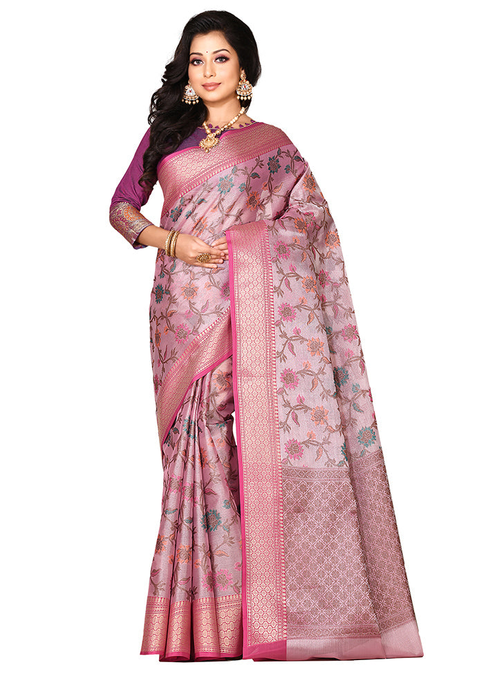 Pink Organza Saree With Blouse Piece - Indian Silk House Agencies