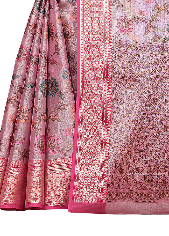 Pink Organza Saree With Blouse Piece - Indian Silk House Agencies