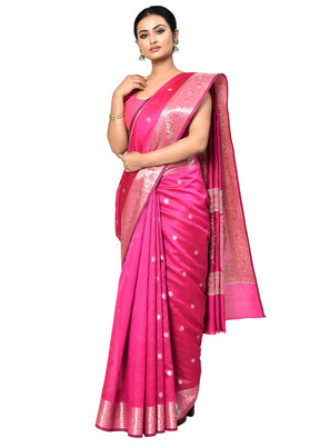 Pink Cotton Saree With Blouse Piece - Indian Silk House Agencies