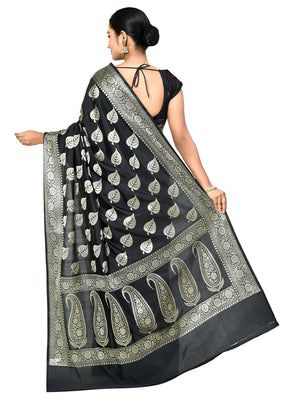 Black Dupion Silk Saree With Blouse Piece