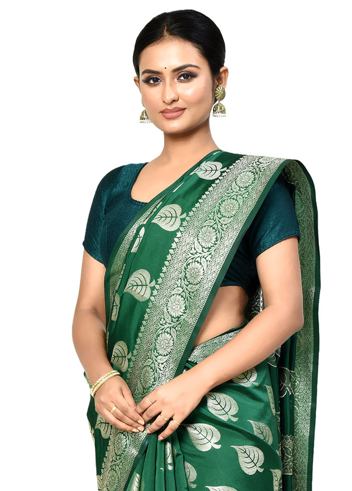 Green Dupion Silk Saree With Blouse Piece