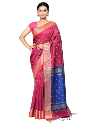 Pink Cotton Saree With Blouse Piece