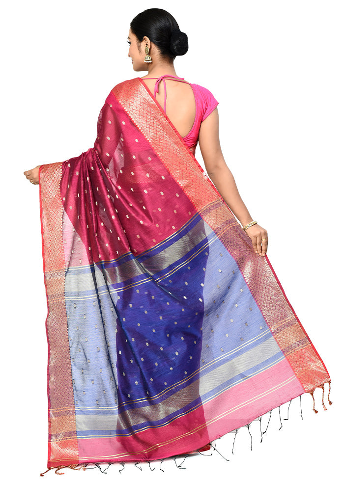 Pink Cotton Saree With Blouse Piece