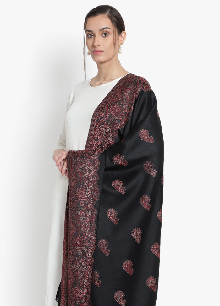Black Paisely Woolen Shawl - Indian Silk House Agencies