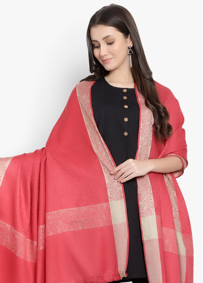 Pink Textured Woolen Shawl - Indian Silk House Agencies