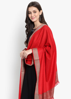 Red Woven Woolen Shawl - Indian Silk House Agencies