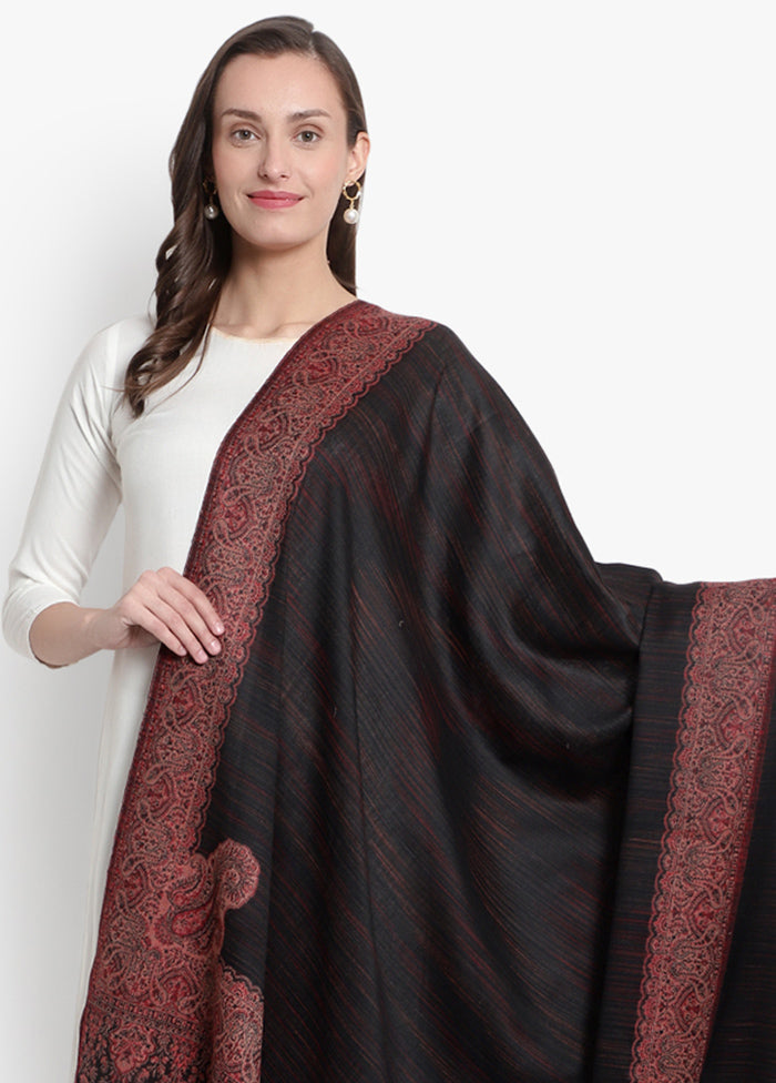 Black Striped Woolen Shawl - Indian Silk House Agencies