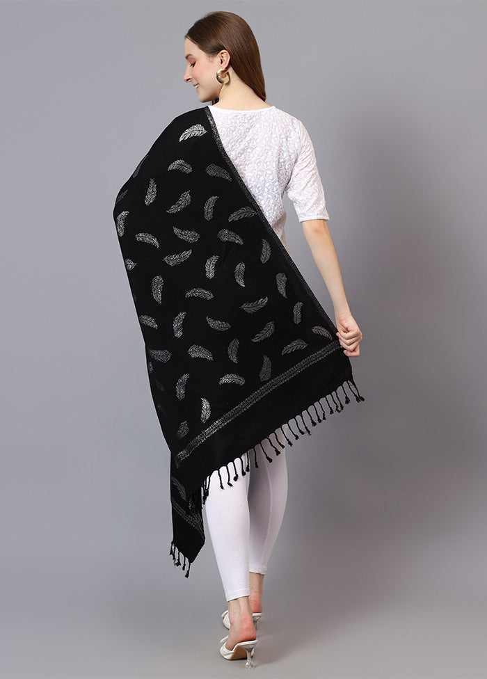 Black Fine Wool Stole