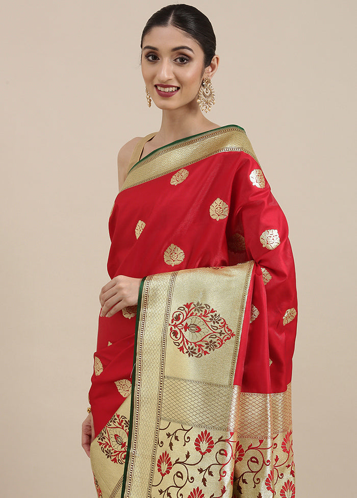 Maroon Silk Zari Saree Without Blouse Piece - Indian Silk House Agencies