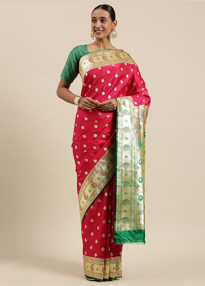 Pink Banarasi Silk Zari Saree Without Blouse Piece - Indian Silk House Agencies