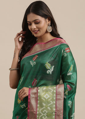 Green Silk Saree With Blouse Piece - Indian Silk House Agencies