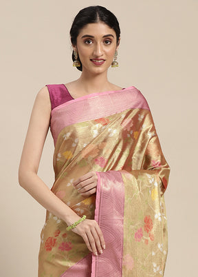 Gold Silk Saree With Blouse Piece - Indian Silk House Agencies