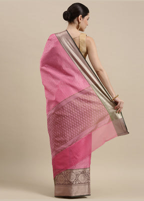 Pink Silk Saree With Blouse Piece - Indian Silk House Agencies