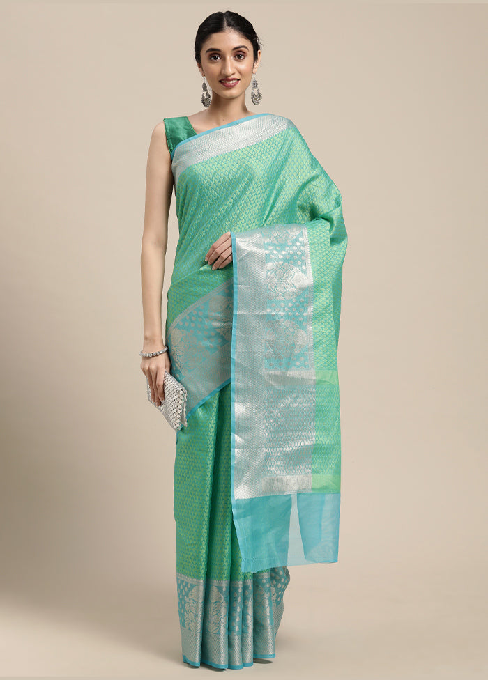 Green Silk Saree With Blouse Piece - Indian Silk House Agencies