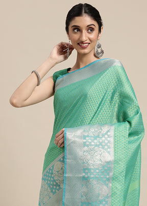 Green Silk Saree With Blouse Piece - Indian Silk House Agencies