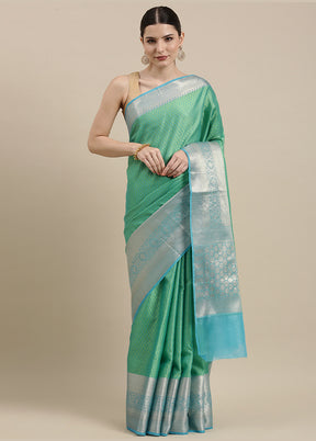 Green Silk Saree With Blouse Piece - Indian Silk House Agencies