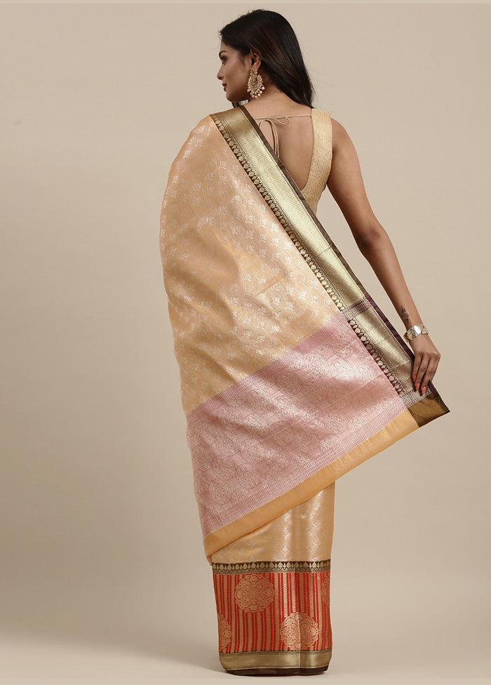 Cream Silk Saree With Blouse Piece - Indian Silk House Agencies