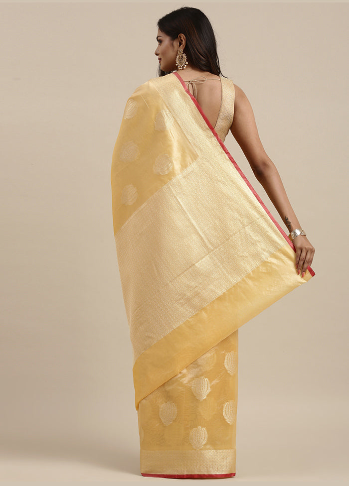 Peach Silk Zari Saree Without Blouse Piece - Indian Silk House Agencies