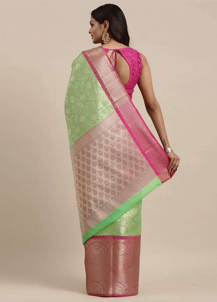 Green Silk Zari Saree Without Blouse Piece - Indian Silk House Agencies