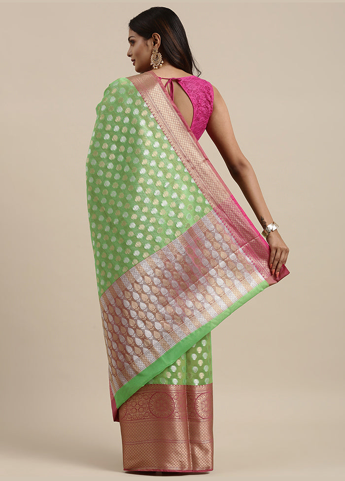 Green Silk Zari Saree Without Blouse Piece - Indian Silk House Agencies