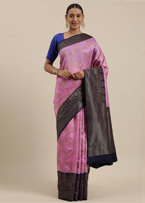 Pink Dupion Silk Zari Saree Without Blouse Piece - Indian Silk House Agencies