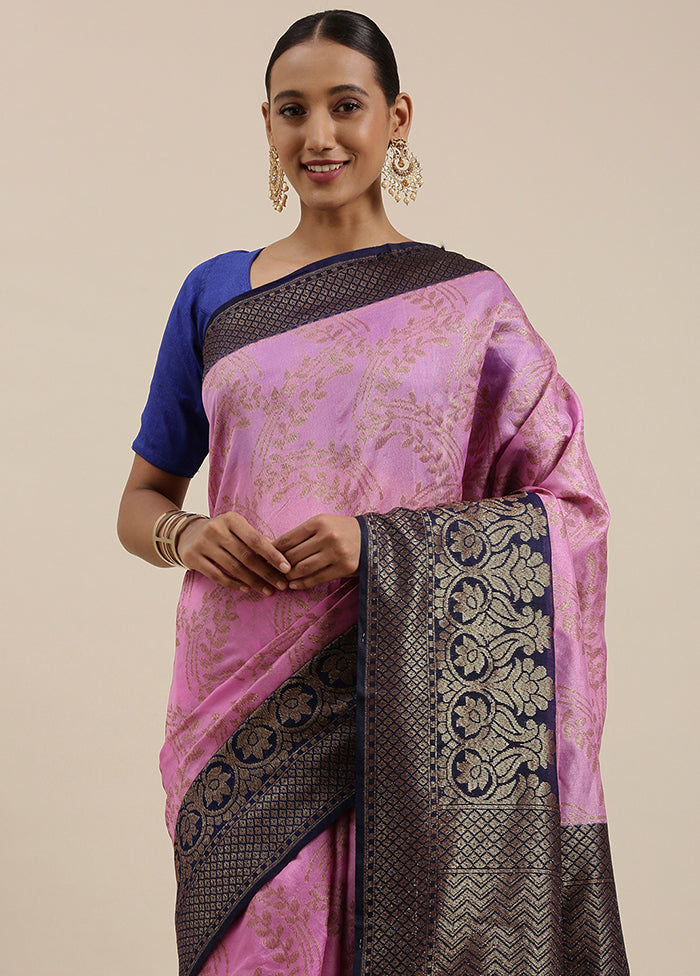 Pink Dupion Silk Zari Saree Without Blouse Piece - Indian Silk House Agencies