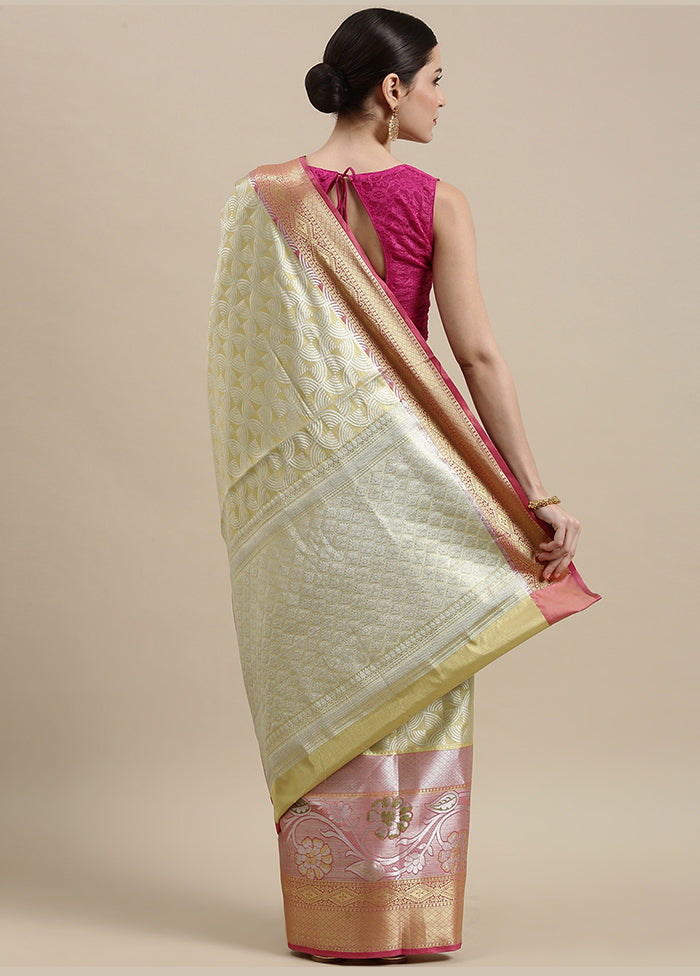 Beige Silk Zari Saree Without Blouse Piece