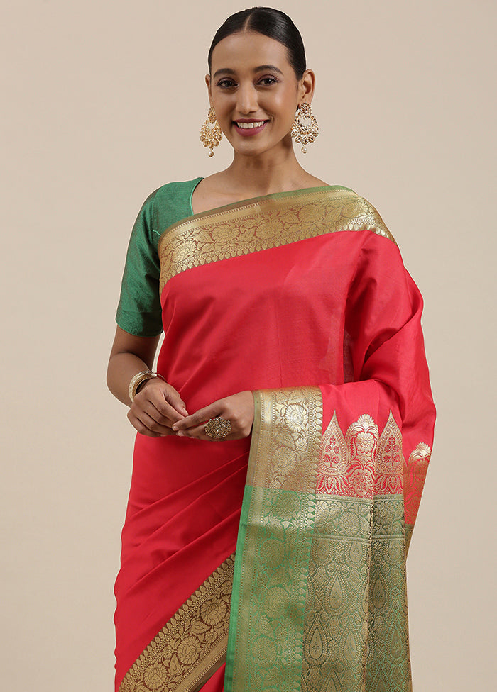 Red Katan Silk Saree With Blouse Piece - Indian Silk House Agencies