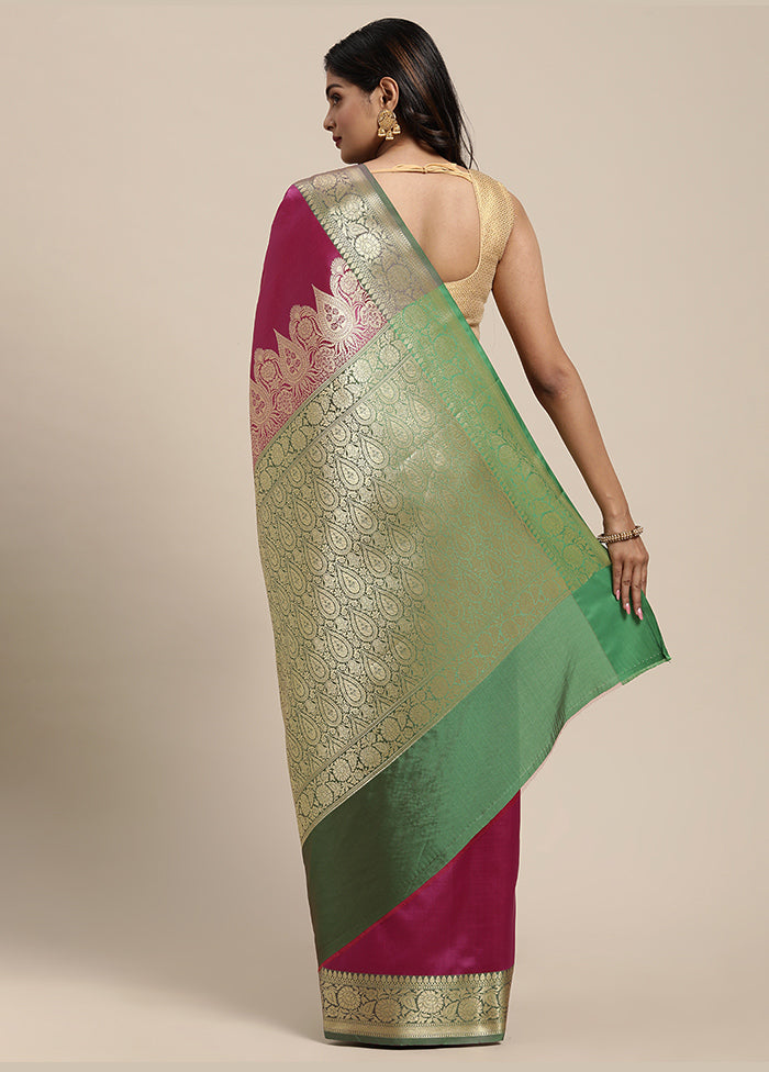 Purple Katan Silk Saree With Blouse Piece - Indian Silk House Agencies