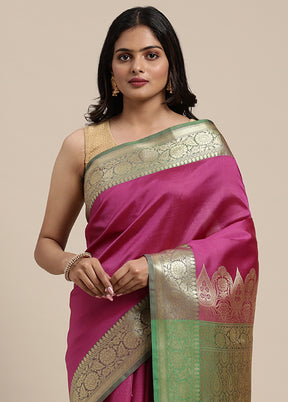 Purple Katan Silk Saree With Blouse Piece - Indian Silk House Agencies