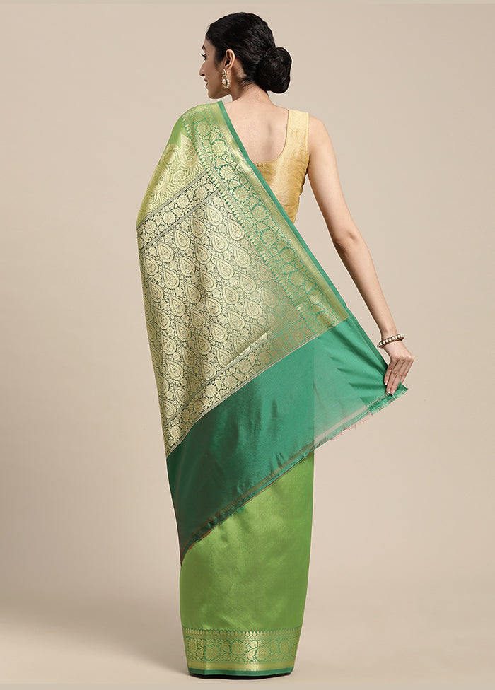 Green Silk Saree With Blouse Piece - Indian Silk House Agencies