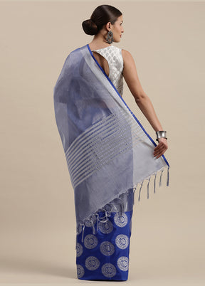 Blue Silk Saree With Blouse Piece - Indian Silk House Agencies