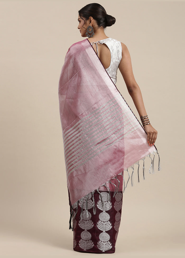 Burgundy Silk Saree With Blouse Piece - Indian Silk House Agencies