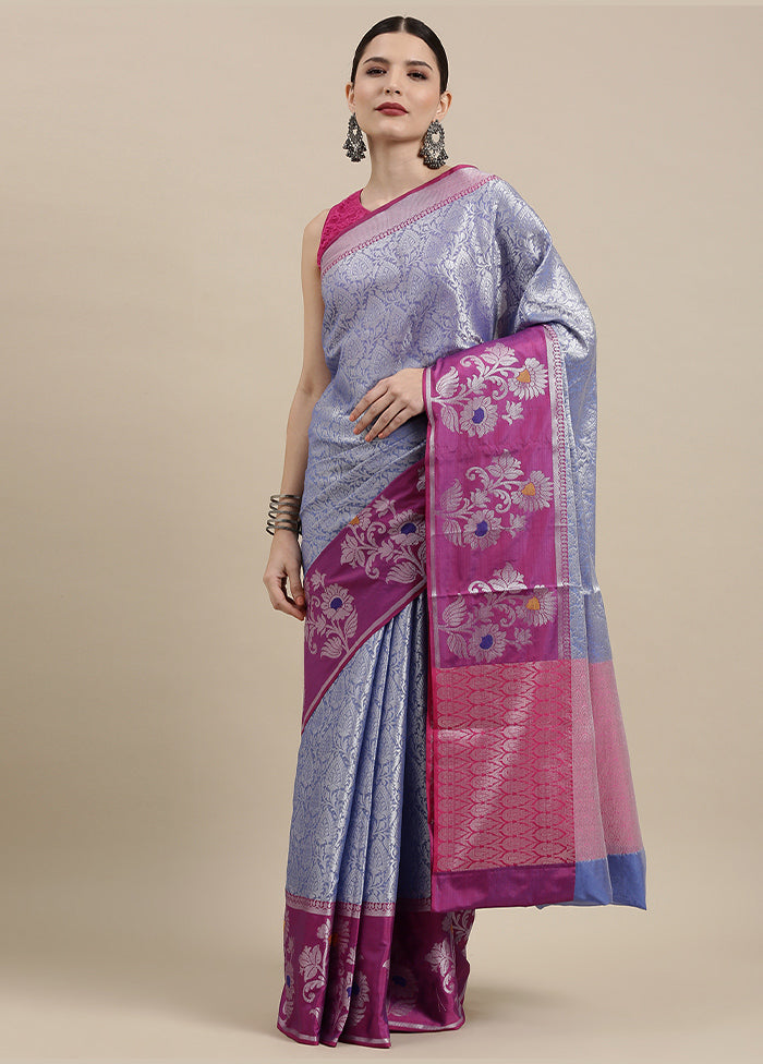 Blue Silk Saree With Blouse Piece - Indian Silk House Agencies