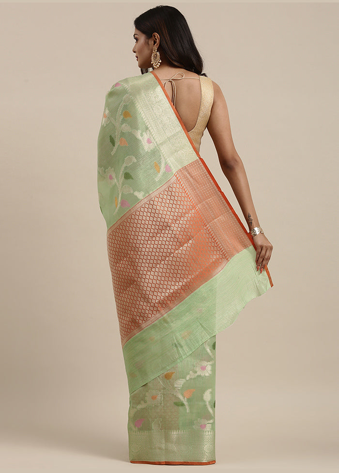 Green Silk Zari Saree Without Blouse Piece