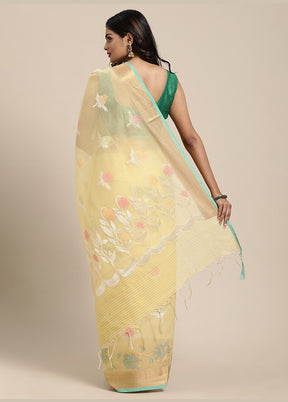 Yellow Cotton Zari Saree Without Blouse Piece - Indian Silk House Agencies