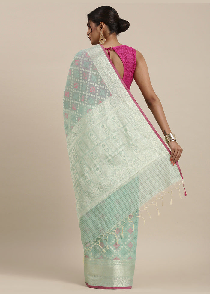 Sea Green Cotton Zari Saree Without Blouse Piece - Indian Silk House Agencies