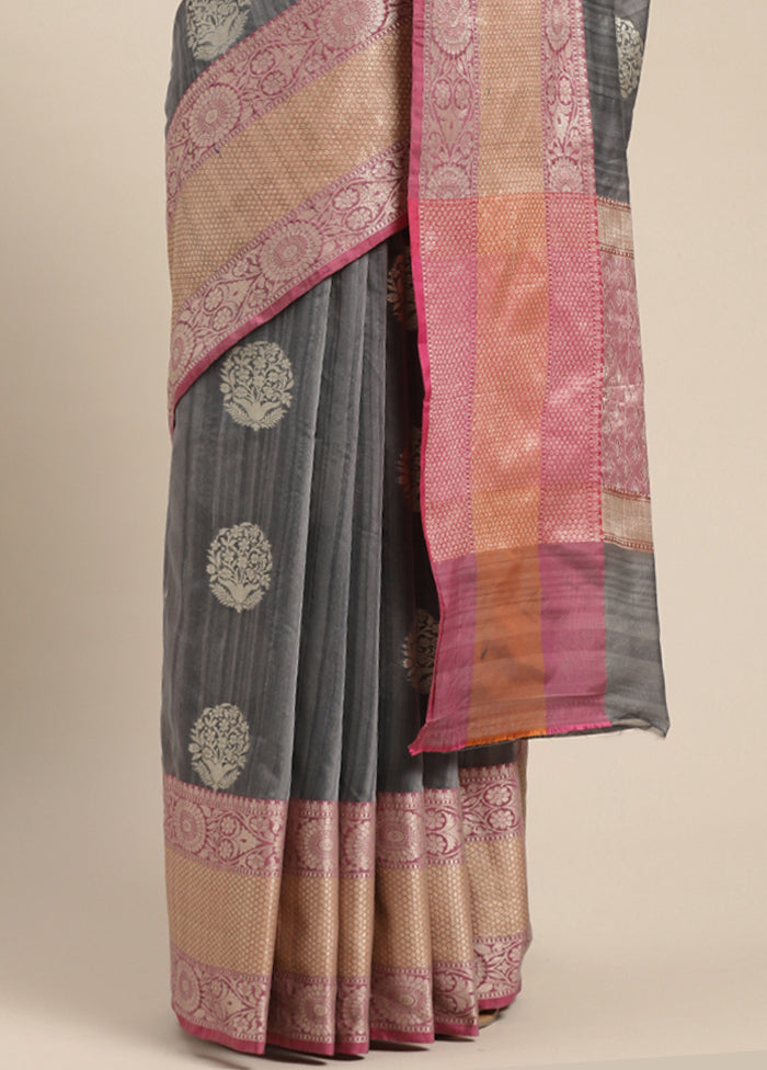 Grey Matka Silk Zari Saree Without Blouse Piece - Indian Silk House Agencies