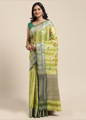 Green Silk Zari Saree Without Blouse Piece