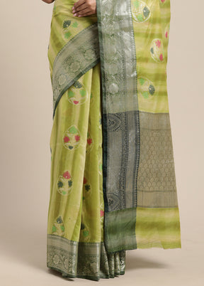 Green Silk Zari Saree Without Blouse Piece