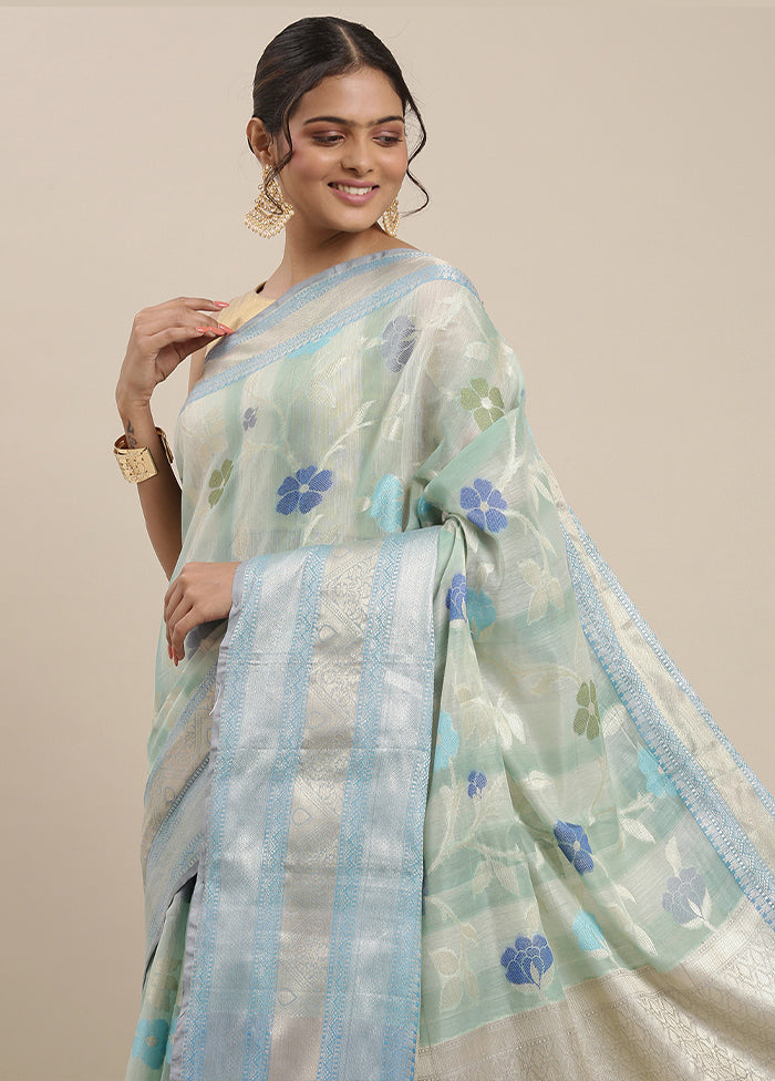 Turquoise Matka Silk Zari Saree Without Blouse Piece - Indian Silk House Agencies