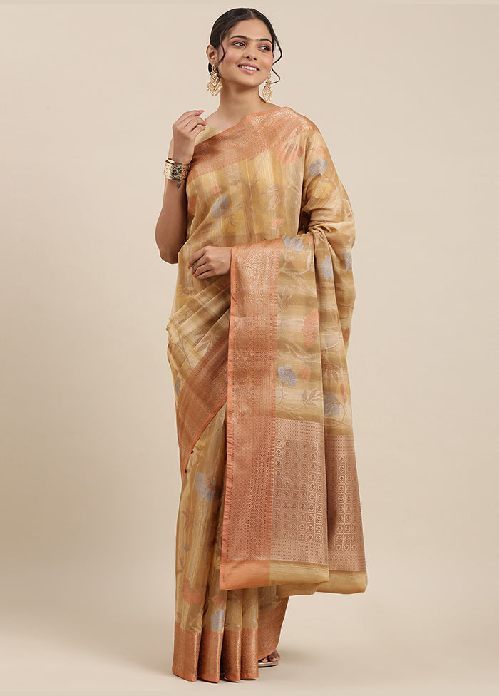 Brown Matka Silk Zari Saree Without Blouse Piece - Indian Silk House Agencies