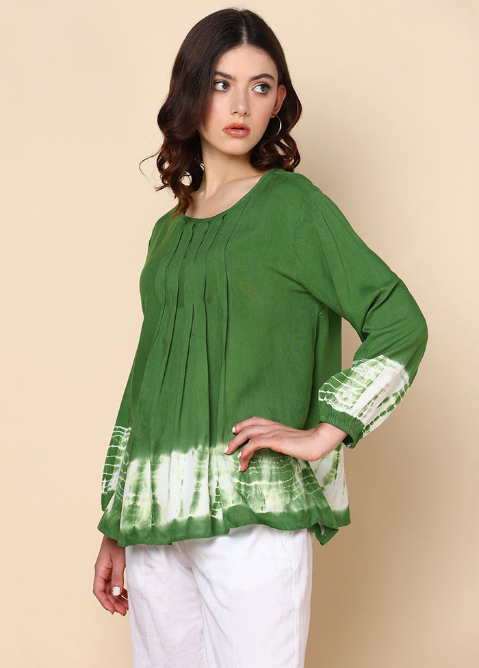 Olive Green Readymade Rayon Top