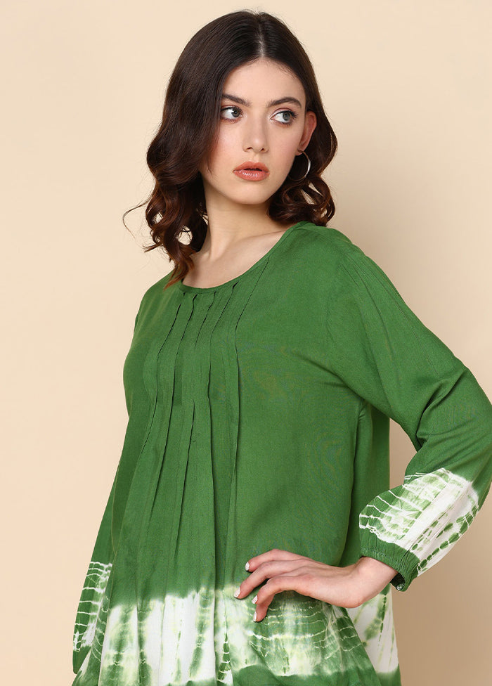 Olive Green Readymade Rayon Top