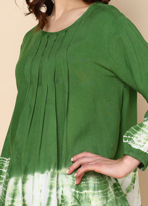 Olive Green Readymade Rayon Top